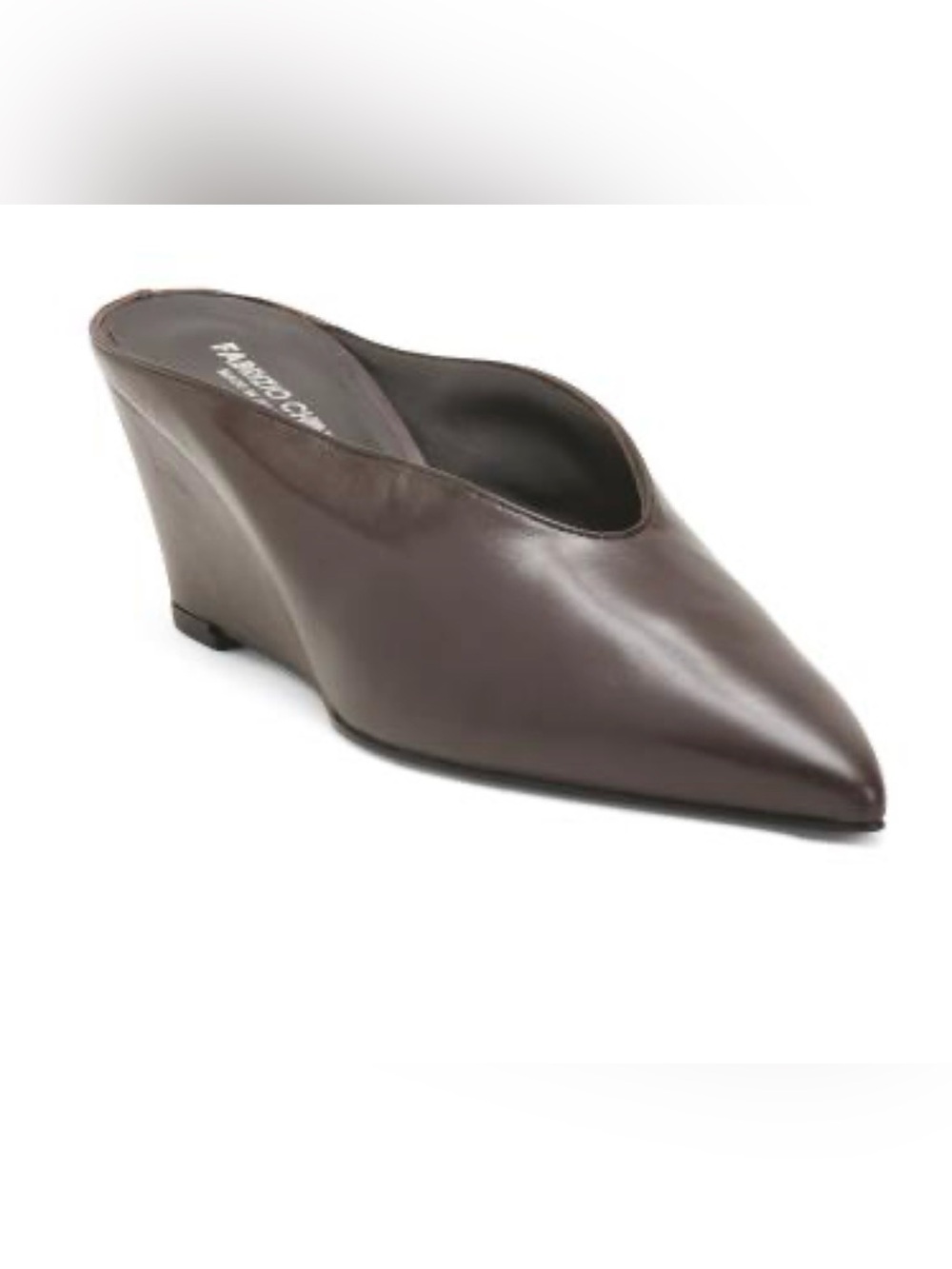 Women's chocolate Brown Pointed super soft Leather Wedge Mule
